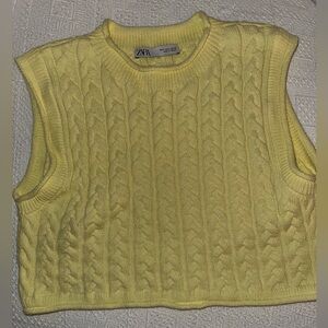 Zara Butter Yellow Cable Knit Sweater Vest